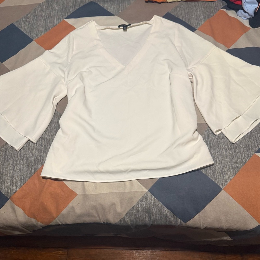 Lane Bryant Bell-Sleeved Blouse Size 14/16 Cream/Off White